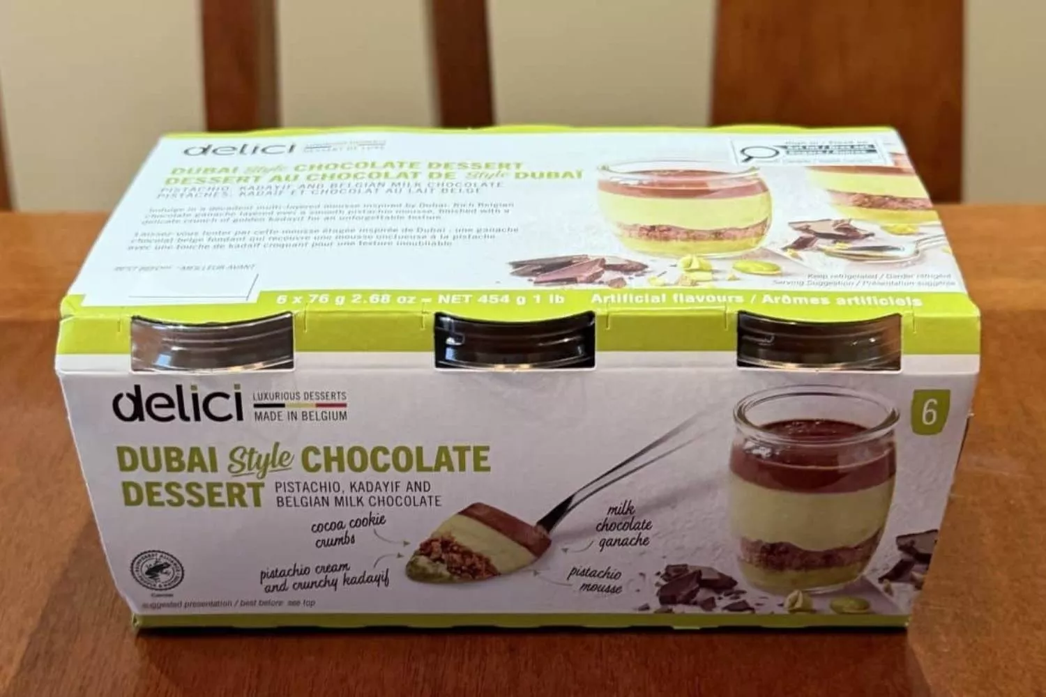 Postre de chocolate Dubái con nueces y anacardos no declarados de la marca Delici   Aesan