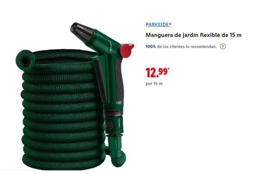 Manguera de jardín flexible de 15 m/ LIDL