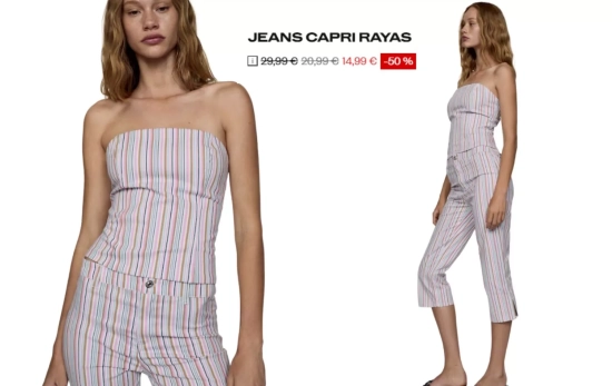 Pantalón capri rayas/ MANGO OUTLET