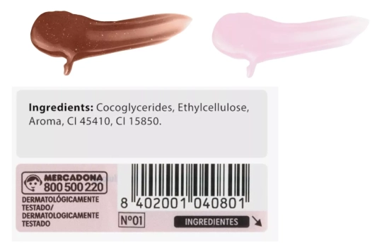 Ingredientes de los jelly lip/ MERCADONA