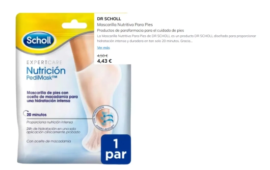 Dr Scholl Mascarilla Nutritiva Para Pies/ PRIMOR