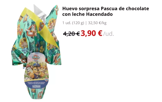 Huevo sorpresa Pascua de chocolate con leche Hacendado/ MERCADONA