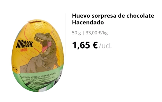Huevo sorpresa de chocolate Hacendado/ MERCADONA