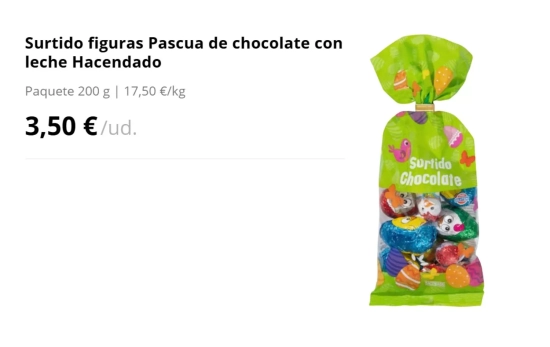 Surtido figuras Pascua de chocolate/ MERCADONA