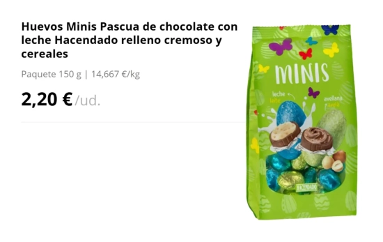 Huevos Minis Pascua de chocolate/ MERCADONA