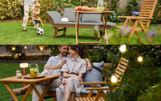 Banco de madera para jardín con cojines Sevilla/ LIDL