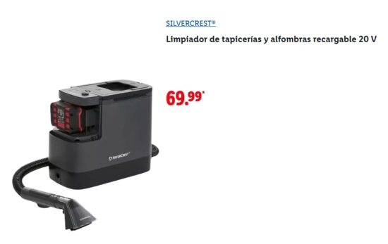 Limpiador de tapicerías y alfombras recargable 20 V/ LIDL