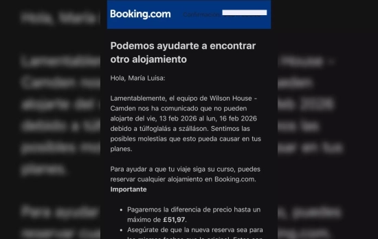 Mensaje de cancelación por parte de Booking a las afectadas / CEDIDA