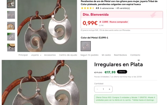 comparación entre los pendientes
