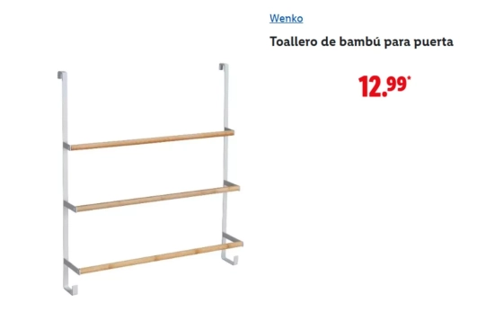 Toallero de bambú para puerta/ LIDL