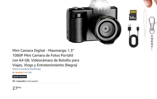 Mini Camara Digital - Maxmango 1.3'' 1080P Mini Camara de Fotos Portátil con 64 GB/ AMAZON Mini Camara Digital - Maxmango 1.3'' 1080P Mini Camara de Fotos Portátil con 64 GB/ AMAZON