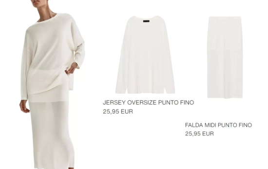 Conjunto monocromático en blanco roto/ ZARA