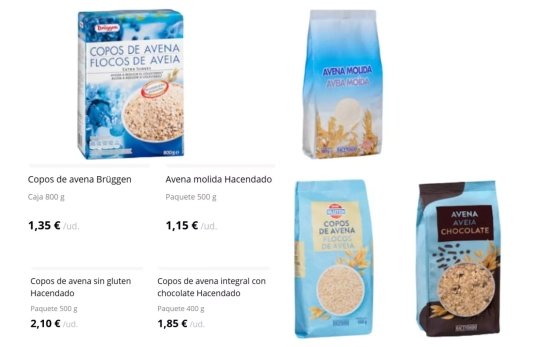 Productos con avena Hacendado/ MERCADONA