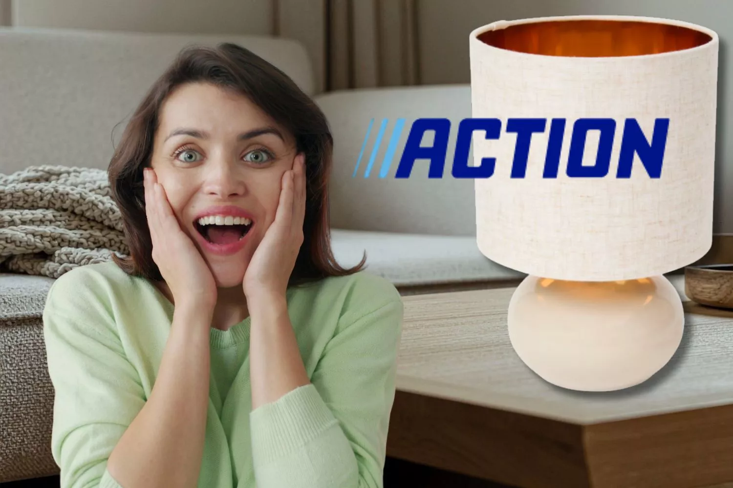 Una consumidora y la lámpara del Action que decora  / Montaje Consumidor Global