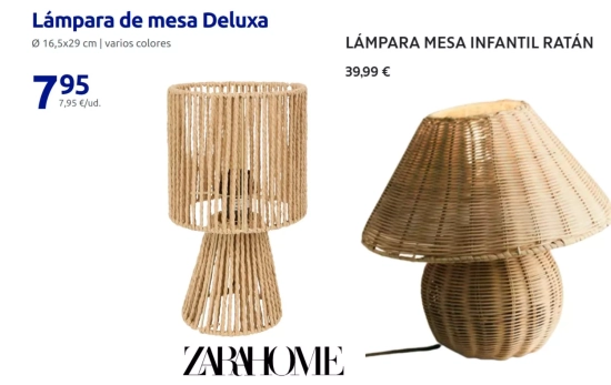 Lámpara de Action comparada con la de Zara Home/ Montaje Consumidor Global