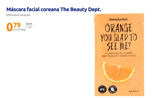 Máscara facial coreana The Beauty Dept/ ACTION