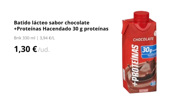 Batido lácteo sabor chocolate +Proteínas / MERCADONA Batido lácteo sabor chocolate +Proteínas / MERCADONA