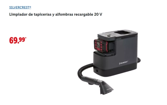 Limpiador de tapicerías y alfombras recargable/ LIDL