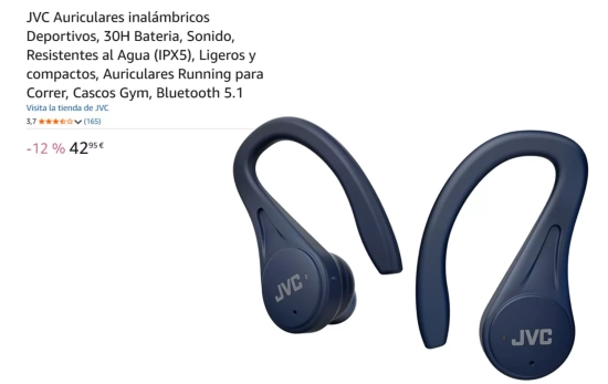 JVC Auriculares inalámbricos Deportivos, 30H Bateria/ AMAZON JVC Auriculares inalámbricos Deportivos, 30H Bateria/ AMAZON