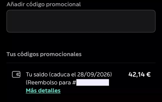 Primera devolución en crédito de Glovo a la afectada / CEDIDA Primera devolución en crédito de Glovo a la afectada / CEDIDA