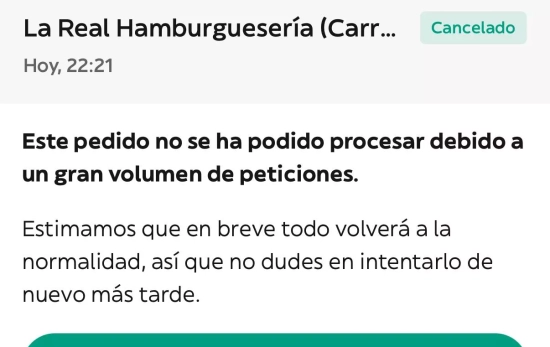 Glovo informa sobre los motivos de cancelación del pedido / CEDIDA Glovo informa sobre los motivos de cancelación del pedido / CEDIDA