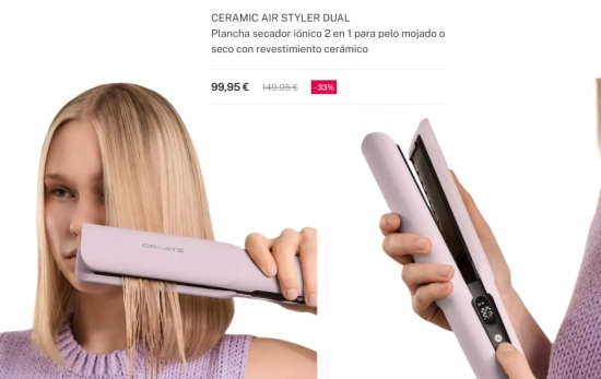 Plancha secador iónico 2 en 1/ CREATE