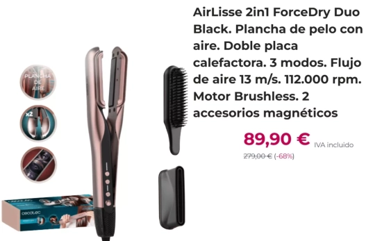 AirLisse 2in1 ForceDry Duo Plancha de aire/ CECOTEC