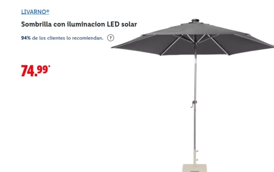 Sombrilla con iluminación LED/ LIDL