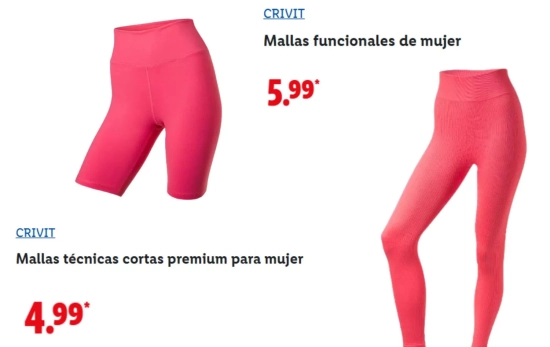 Mallas técnicas rosas/ LIDL