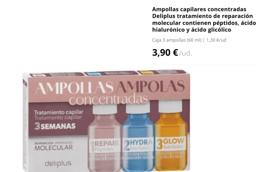 Ampollas capilares concentradas Deliplus tratamiento/ MERCADONA