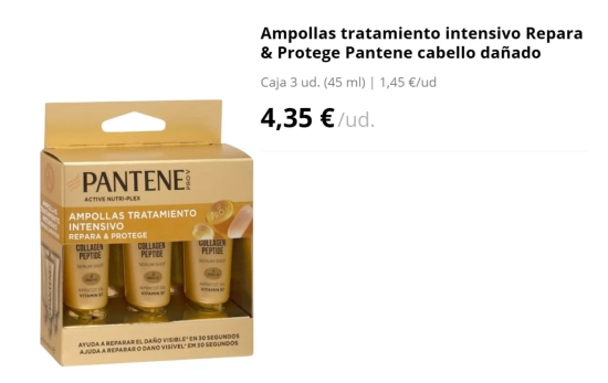 Ampollas tratamiento intensivo Repara & Protege Pantene cabello dañado/ MERCADONA
