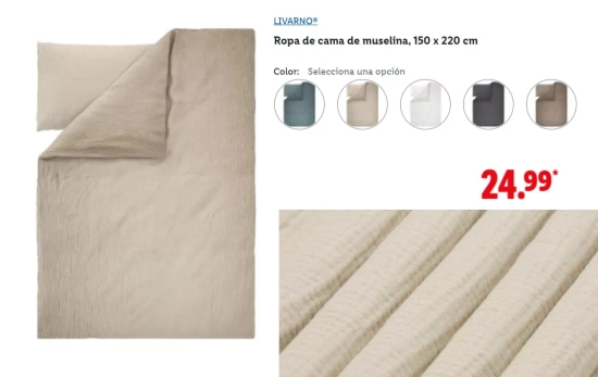 Ropa de cama de muselina, 150 x 220 cm/ LIDL