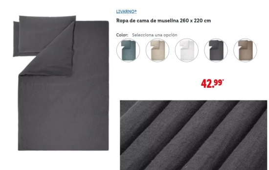 Ropa de cama de muselina 260 x 220 cm/ LIDL