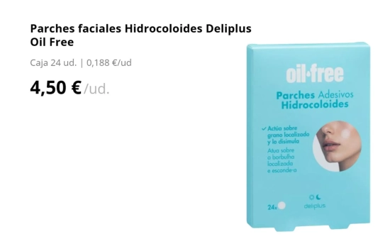Parches faciales Hidrocoloides Deliplus Oil Free/ MERCADONA