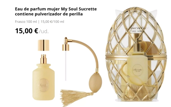 Eau de parfum mujer My Soul Sucrette contiene pulverizador de perilla/ MERCADONA