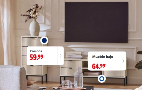 Un salón decorado con los muebles de LIDL/ CEDIDA