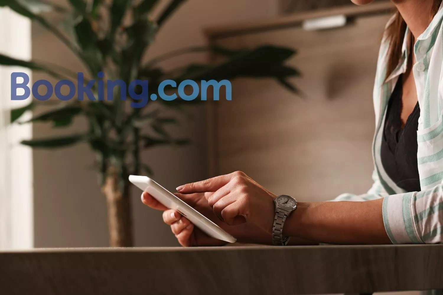 Una persona hace una reserva en Booking / FOTOMONTAJE