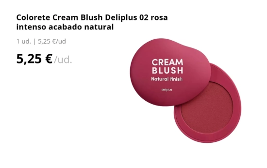 Colorete Cream Blush Deliplus 02 rosa intenso acabado natural/ MERCADONA