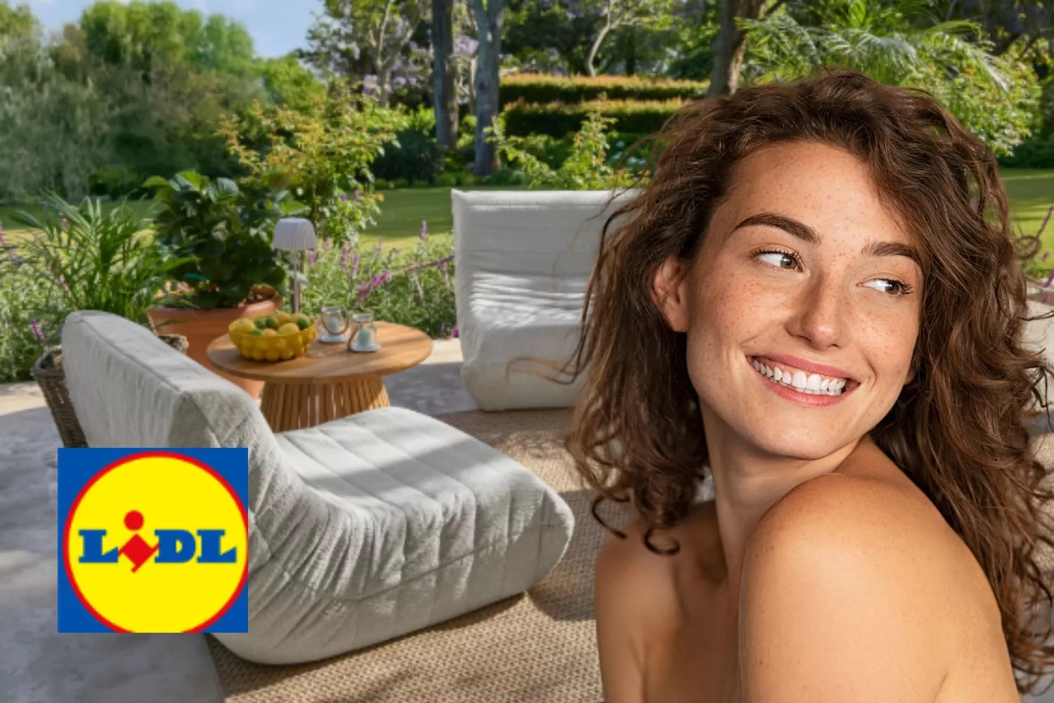 Una consumidora y el mejor sillón de terraza de Lidl / Fotomontaje CONSUMIDOR GLOBAL