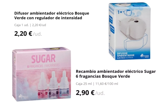 Recambio ambientador eléctrico Sugar 6 fragancias Bosque Verde/ MERCADONA