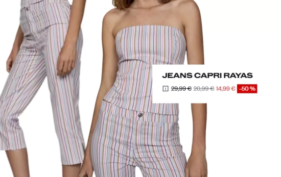 Pantalones capri rayas/ MANGO OUTLET