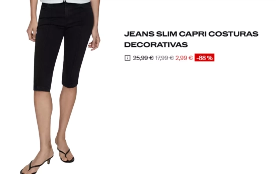 Pantalón capri negro/ MANGO OUTLET