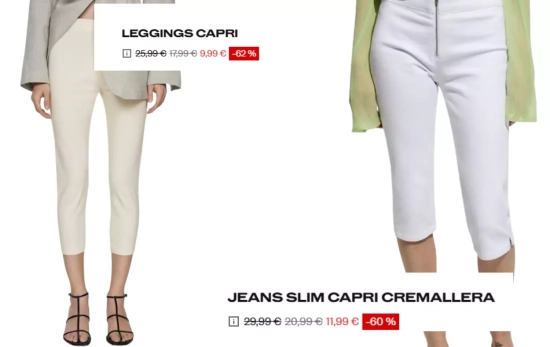 Pantalones beige y blancos capri/ MANGO OUTLET