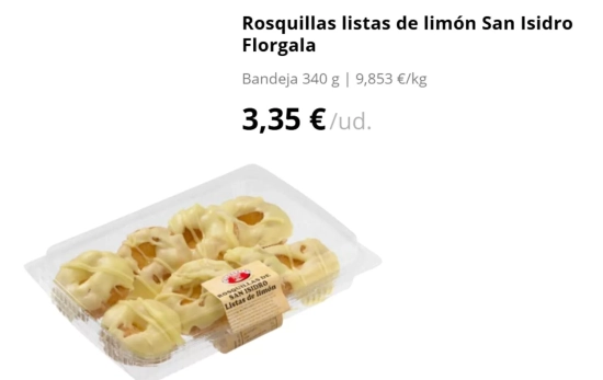 Rosquillas listas de limón San Isidro Florgala/ MERCADONA