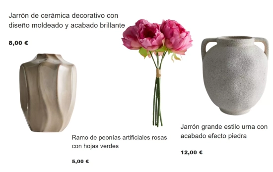 Jarrón y flores artificiales/ PRIMARK
