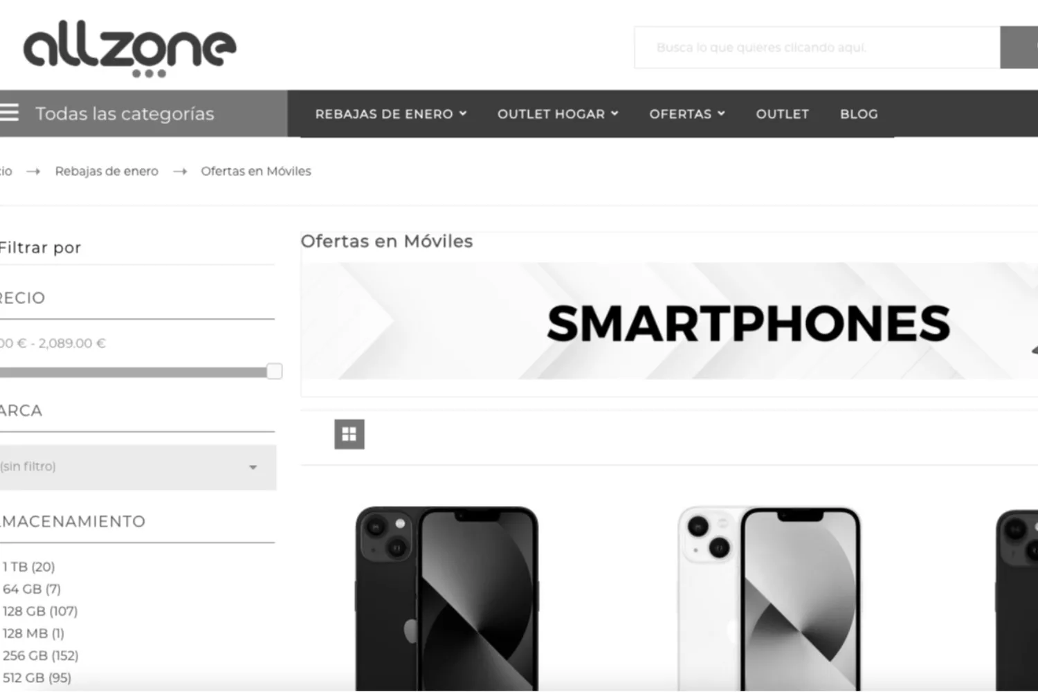 Captura reciente de la página web de AllZone   CONSUMIDOR GLOBAL