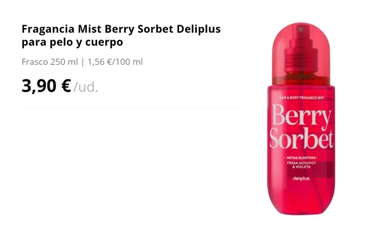 Fragancia Mist Berry Sorbet Deliplus/ MERCADONA