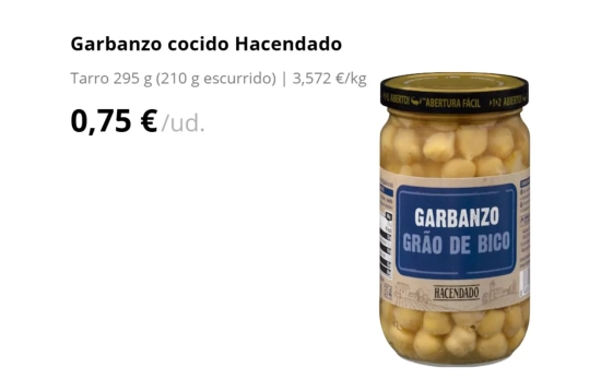 Garbanzos  cocidos/ MERCADONA