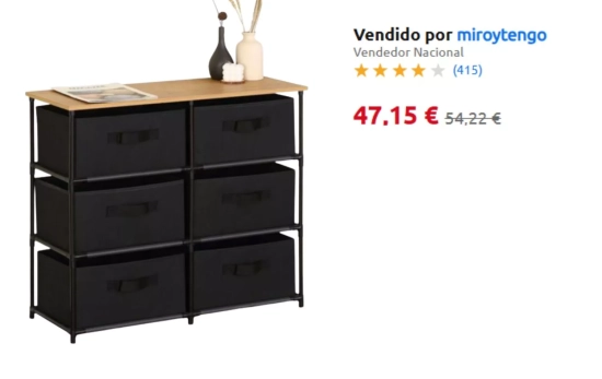 Cómoda de madera y tela / CARREFOUR