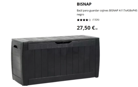 Baúl para guardar cojines BISNAP A117xA58xP45 negro/ JYSK